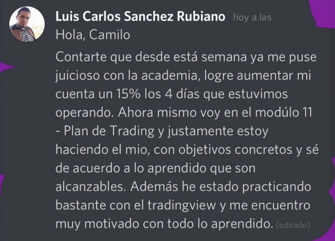 Testimonio de estudiante sobre resultados de +15% en 4 días